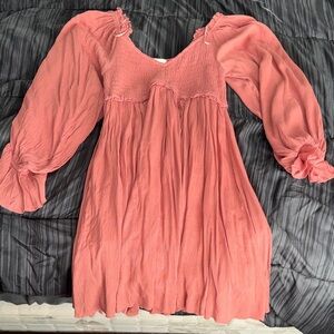 Flowy Pink Long Sleeve Dress